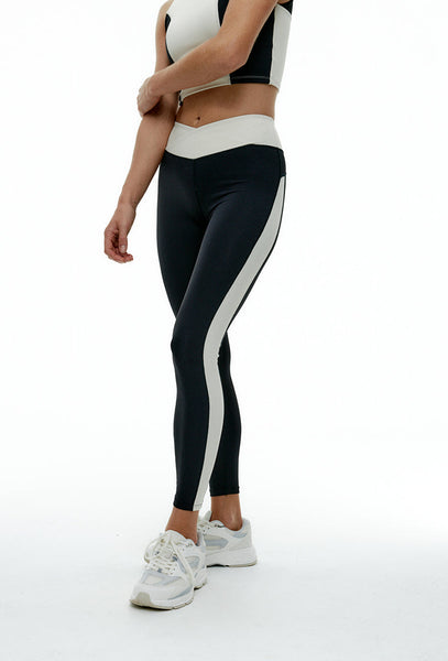Legging deportivo bicolor Shadow Line - Black & Cream