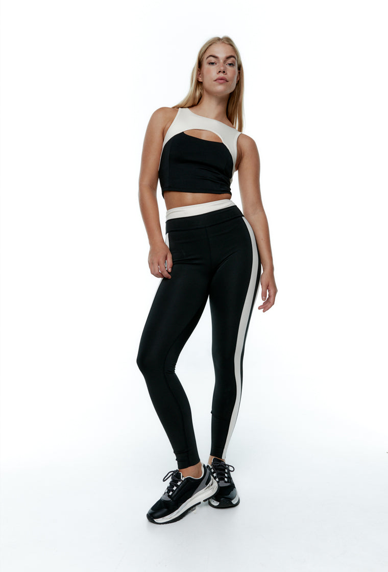 Legging deportivo bicolor Yinyang - Black