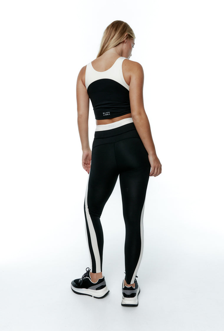 Legging deportivo bicolor Yinyang - Black