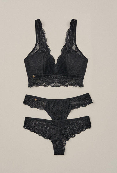 Pack bralette Yuma, tanga Ribbon & undie Candoia - Black