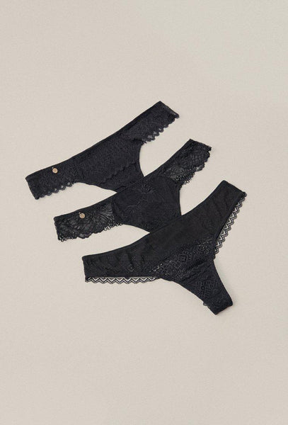 Pack de tangas Jade, Tacca & Ribbon - Black